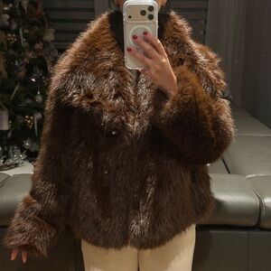 Luxurious Brown Faux Fur Jacket